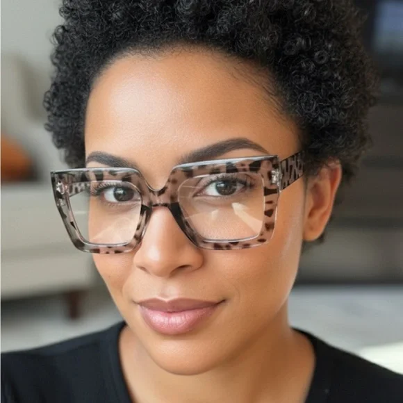 ✨NEW Leopard Print Square Frame Glasses - Picture 3 of 8